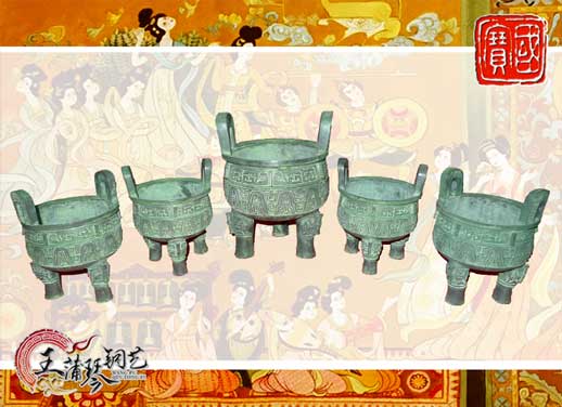 銅鼎，銅五鼎，中國鼎，佛像用鼎